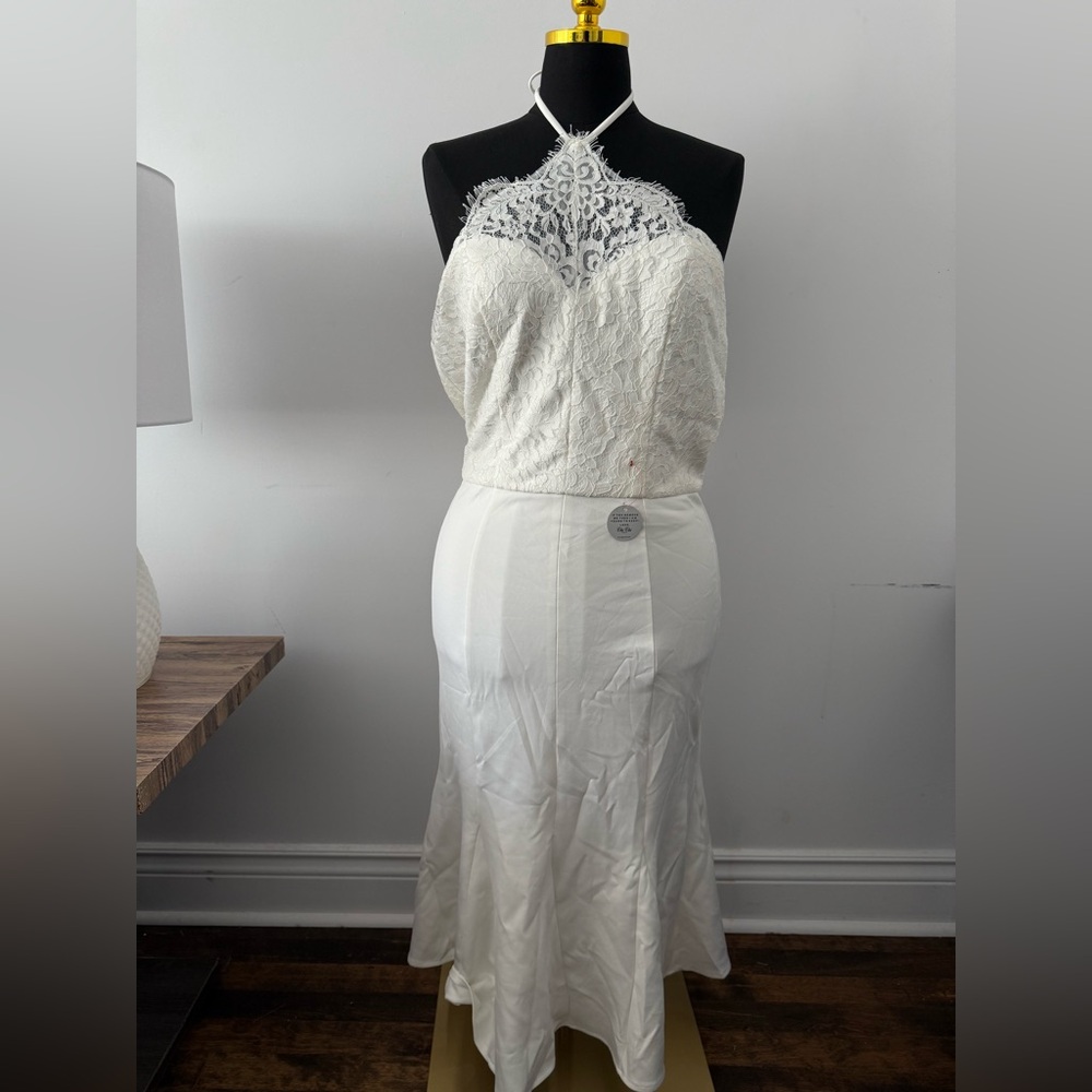 Chi Chi London White Lace Halter Midi Dress